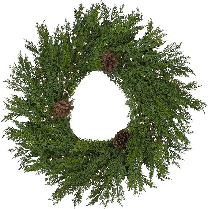 32" Cedar with Pine Cones and White Berries Artificial Christmas Wreath - Unlit | Amazon (US)