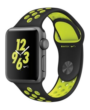 Apple Watch Nike+ 38mm Space Gray Aluminum Case with Black/Volt Nike Sport Band | Macys (US)