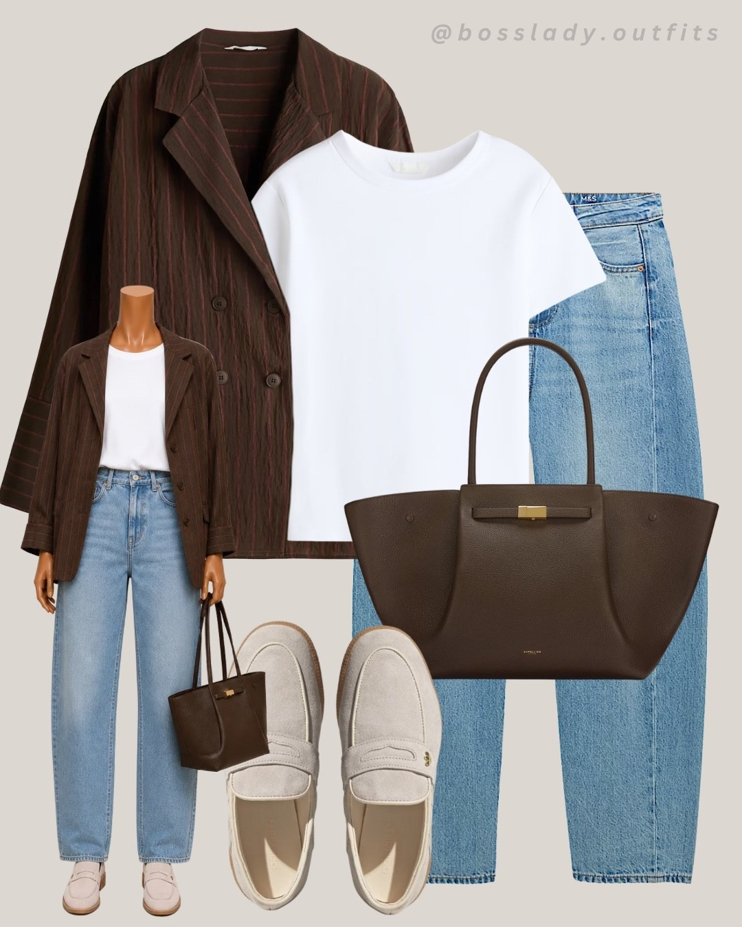 These adidas loafers are doing all the heavy lifting today 🤎

Tags: brown pinstripe blazer outfit, oversized blazer work outfit, business casual denim, white tee wide leg jeans, adidas suede loafers, brown tote bag outfit, office casual fall outfit, workwear outfit inspo

#LTKstyletip #LTKshoes #LTKbag