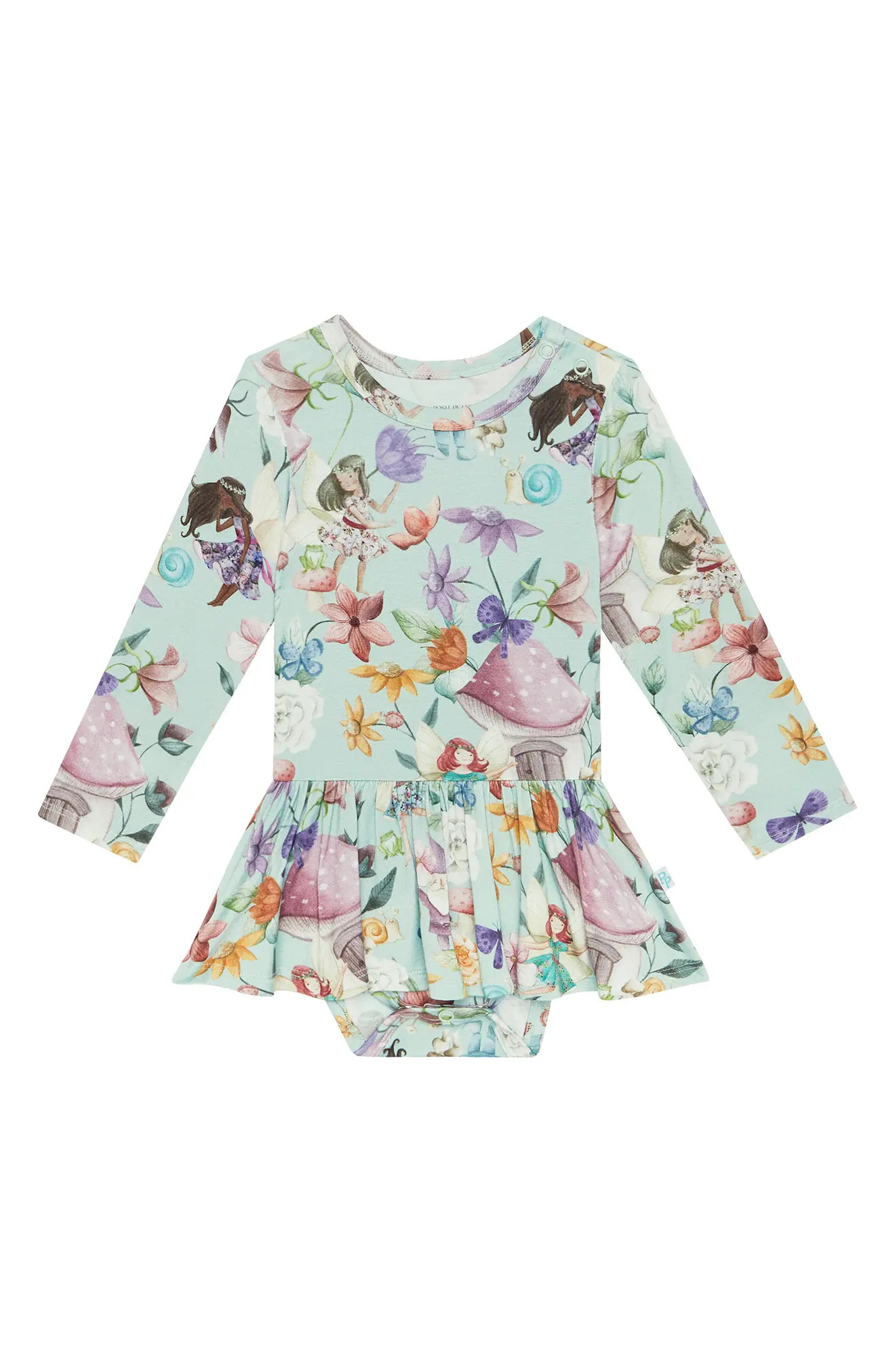 Posh Peanut Kids' Long Sleeve Twirl Bodysuit in Light/Pastel Green at Nordstrom, Size 6-12M | Nordstrom