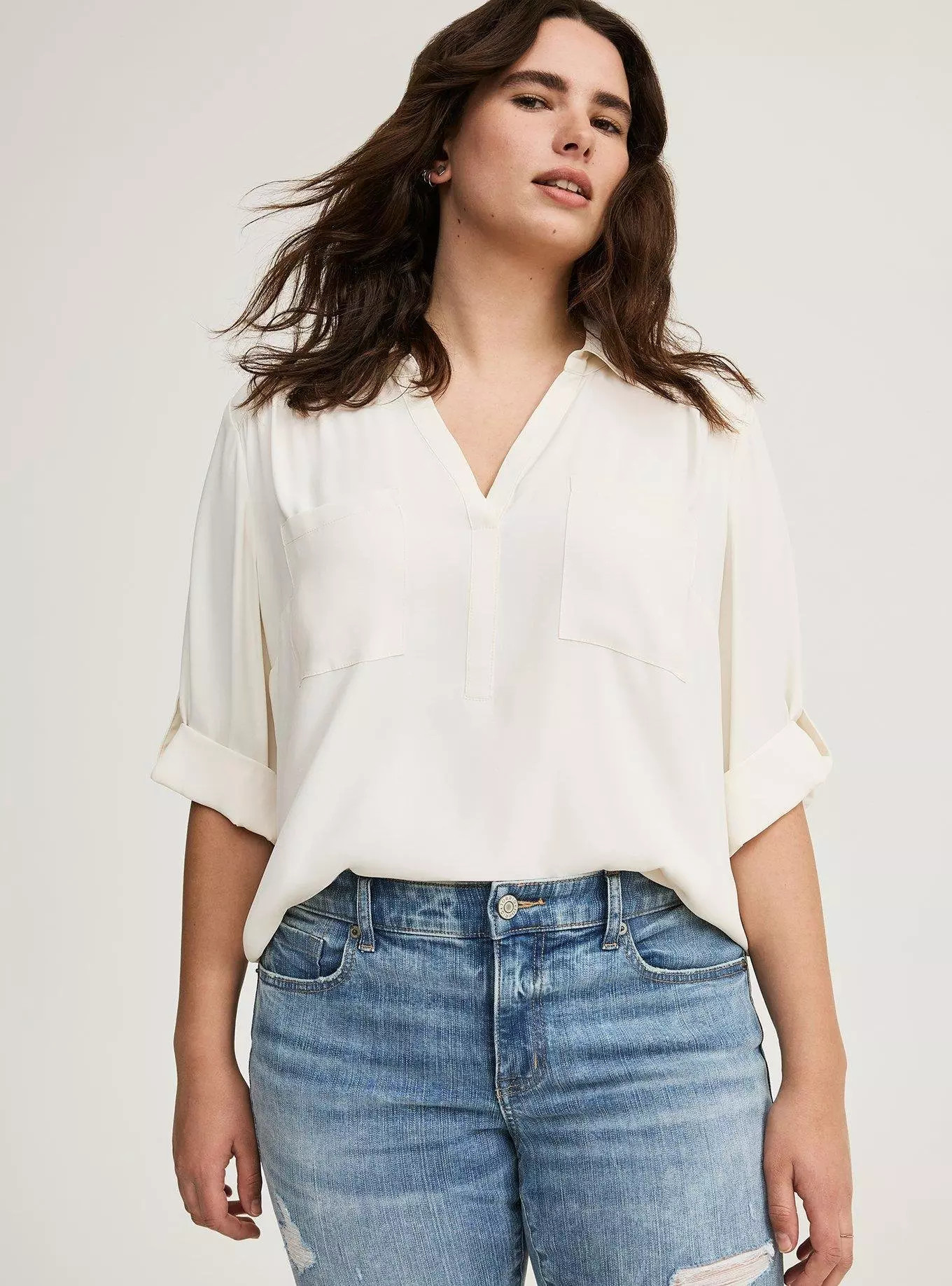 Harper 3/4 Sleeve Collared Blouse | Torrid (US & Canada)