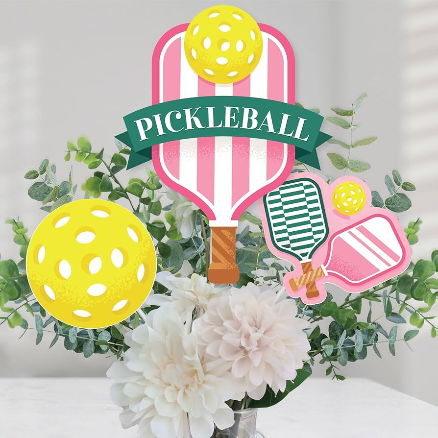 Big Dot of Happiness Pink Pickleball - Country Club Party Centerpiece Sticks - Table Toppers - Se... | Amazon (US)