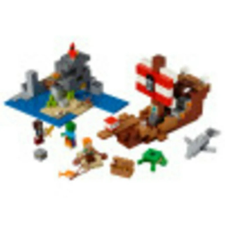 LEGO Minecraft The Pirate Ship Adventure 21152 Pirate Ship Boat Shark Treasure Chest Building Toy... | Walmart (US)