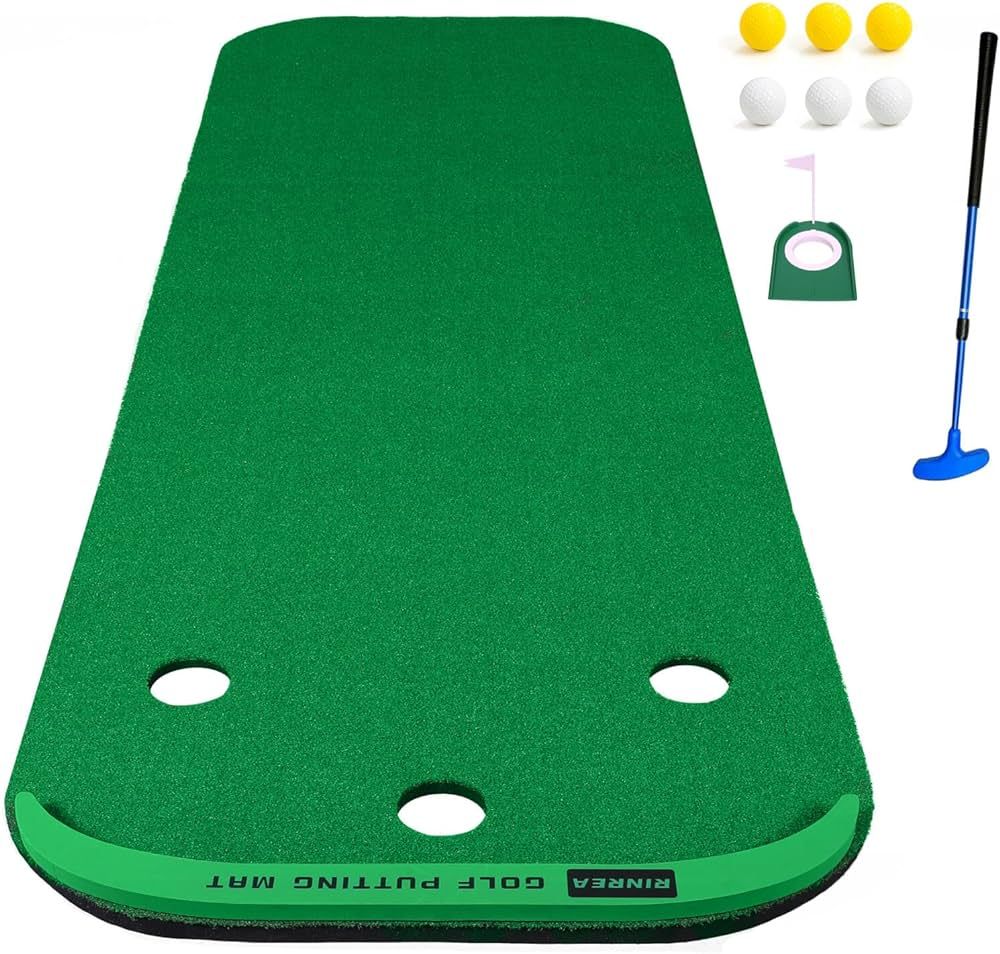 Golf Putting Mat, Golf Putting Green for Indoor/Outdoor, Golf Practice Mat with 1 Putter, 6 Golf ... | Amazon (US)