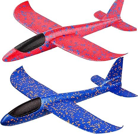 BooTaa 2 Pack Airplane Toys, 17.5" Large Throwing Foam Plane, 2 Flight Mode Glider, Flying Toy fo... | Amazon (US)