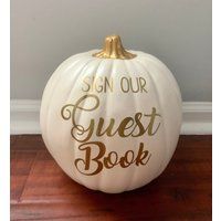 Guest Book Pumpkin, Fall Wedding Pumpkins, Dessert Table Sign, Pumpkin Card Box, Decoration, Gold Decor | Etsy (US)