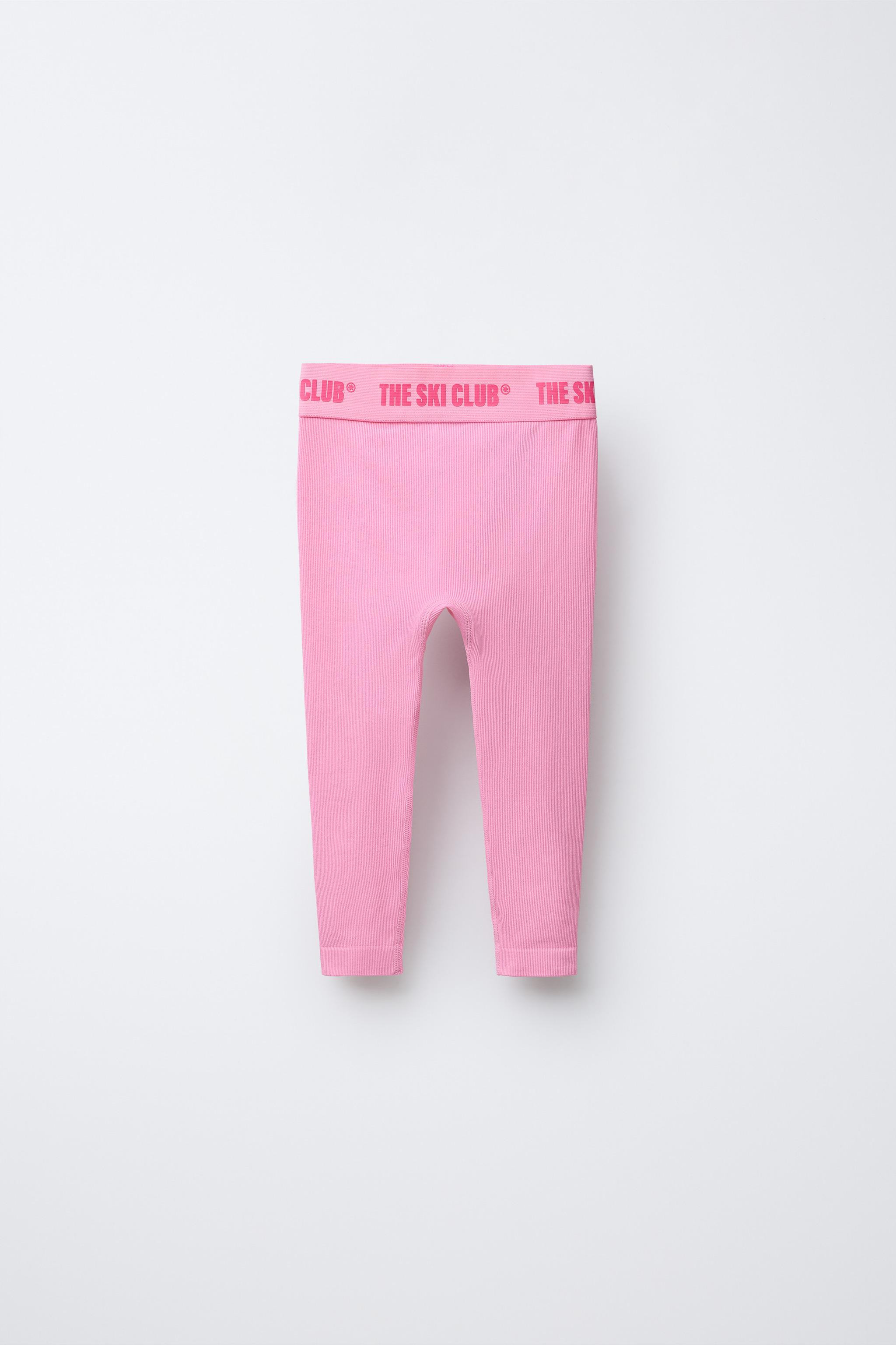 EMBOSSED TEXT RIBBED THERMAL LEGGINGS | Zara US