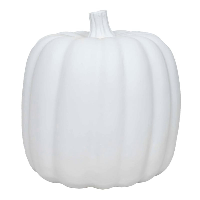 White Ceramic Plaster Pumpkin, 13" | At Home
