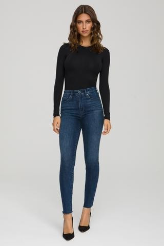 Good Legs W/ Raw Chewed Hem Blue653 High Rise Skinny Jeans, Plus Size 24 | Good American