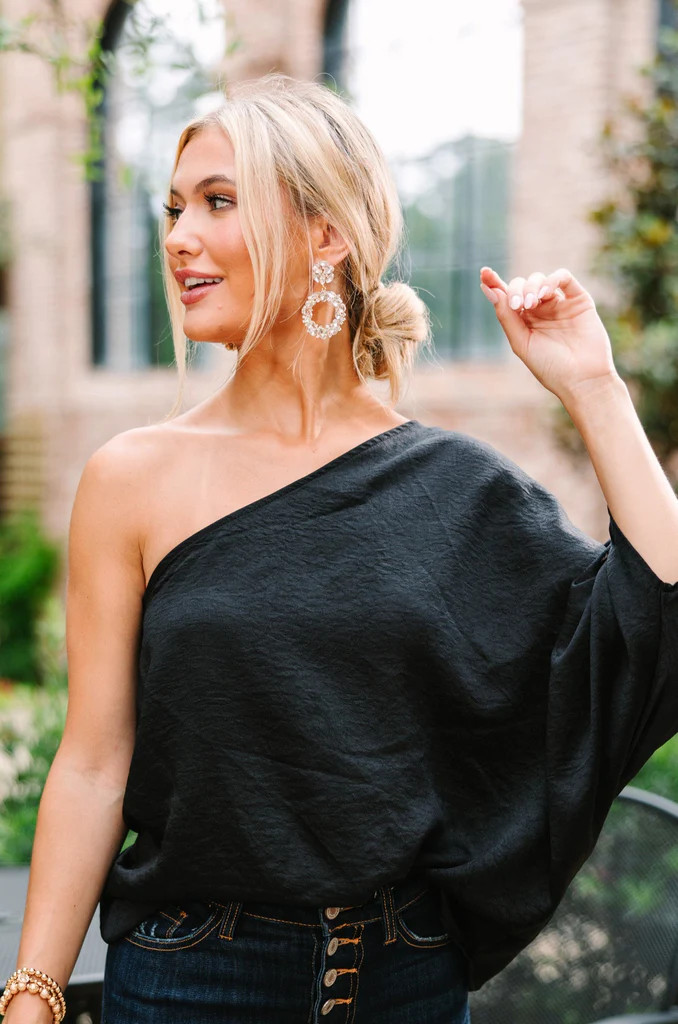 Go Where You Choose Black One Shoulder Top | The Mint Julep Boutique