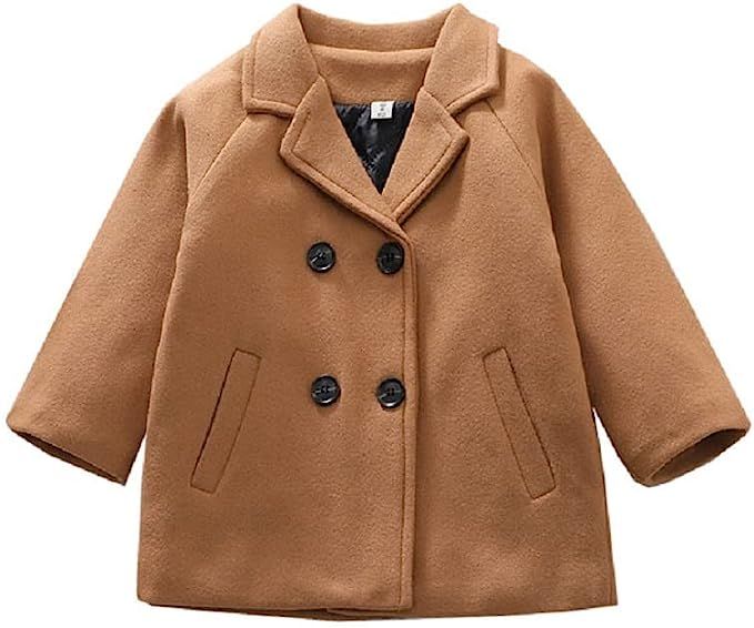 MoZiKQin Toddler Baby Boys Girls Wool Coat Winter Warm Double Breasted Trench Coat Kids Jacket Ou... | Amazon (US)