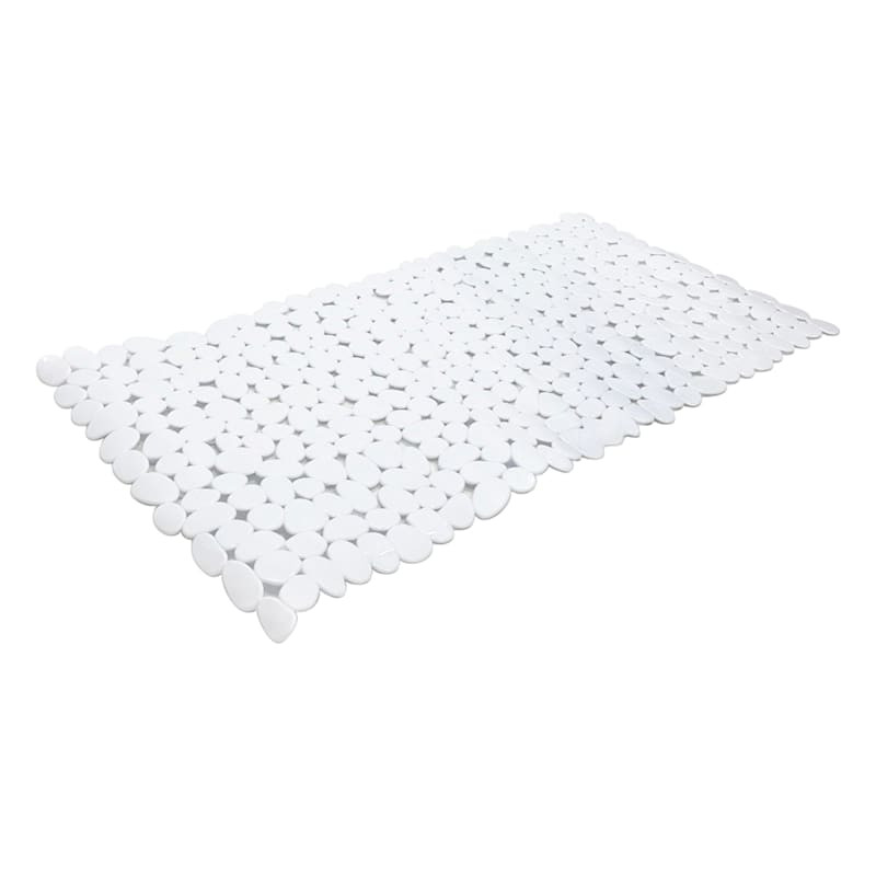 Rockie White Bath Mat, 13x28 | At Home