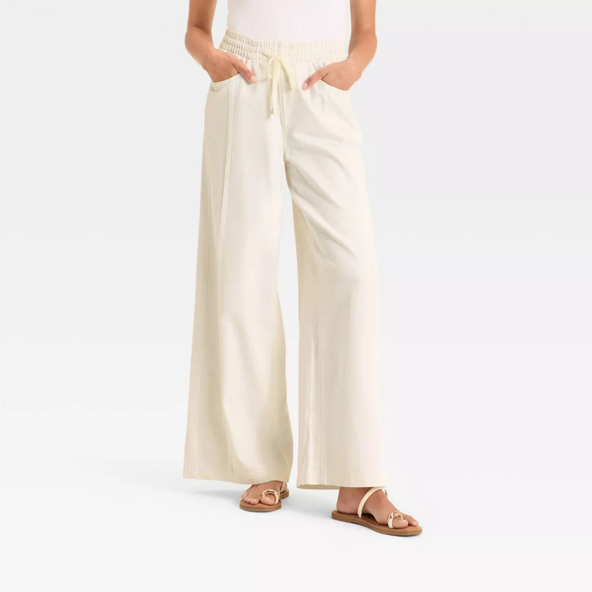 Women's High-Rise Drawstring Wide Leg Relaxed Fit Beach Pants - Universal Thread™ | Target