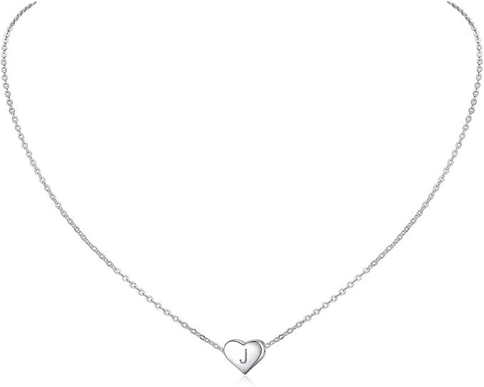 ChicSilver 925 Sterling Silver Heart Initial Necklaces for Women Girls-Dainty Personalized Heart ... | Amazon (US)