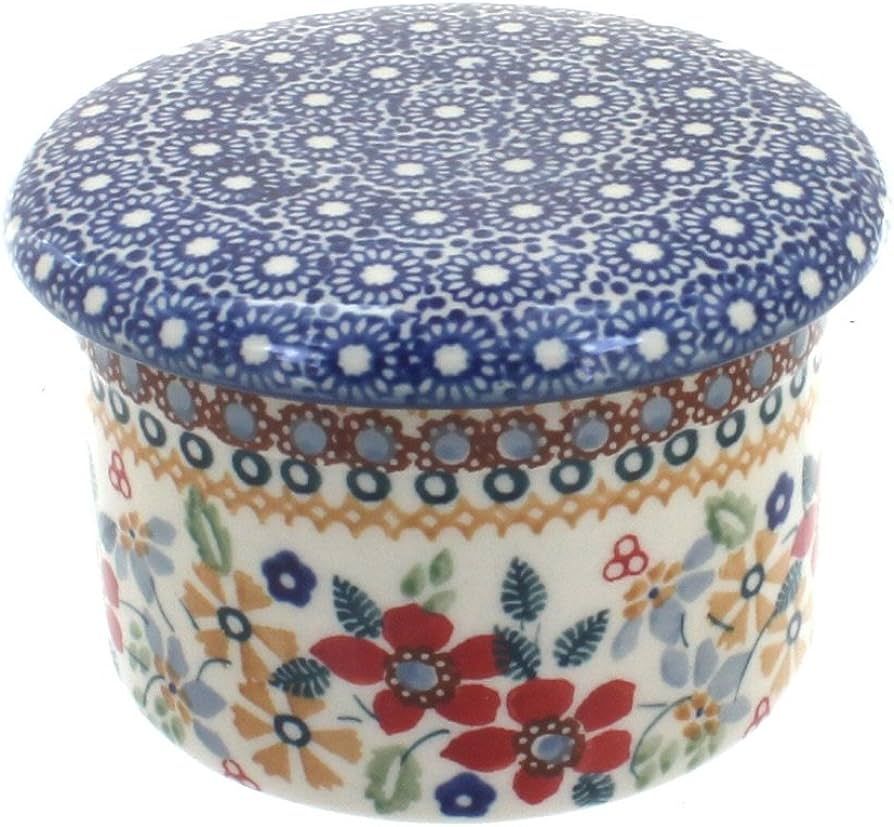Blue Rose Polish Pottery Red Daisy French Butter Dish | Amazon (US)