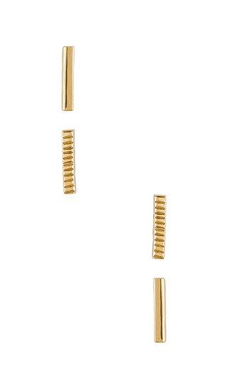 Meta Bar Studs in Gold | Revolve Clothing (Global)