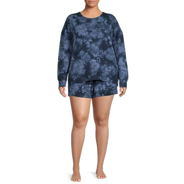 Terra & Sky Women's Plus Size Tie Dye Shorts and Sweatshirt Set, 2-Piece - Walmart.com | Walmart (US)
