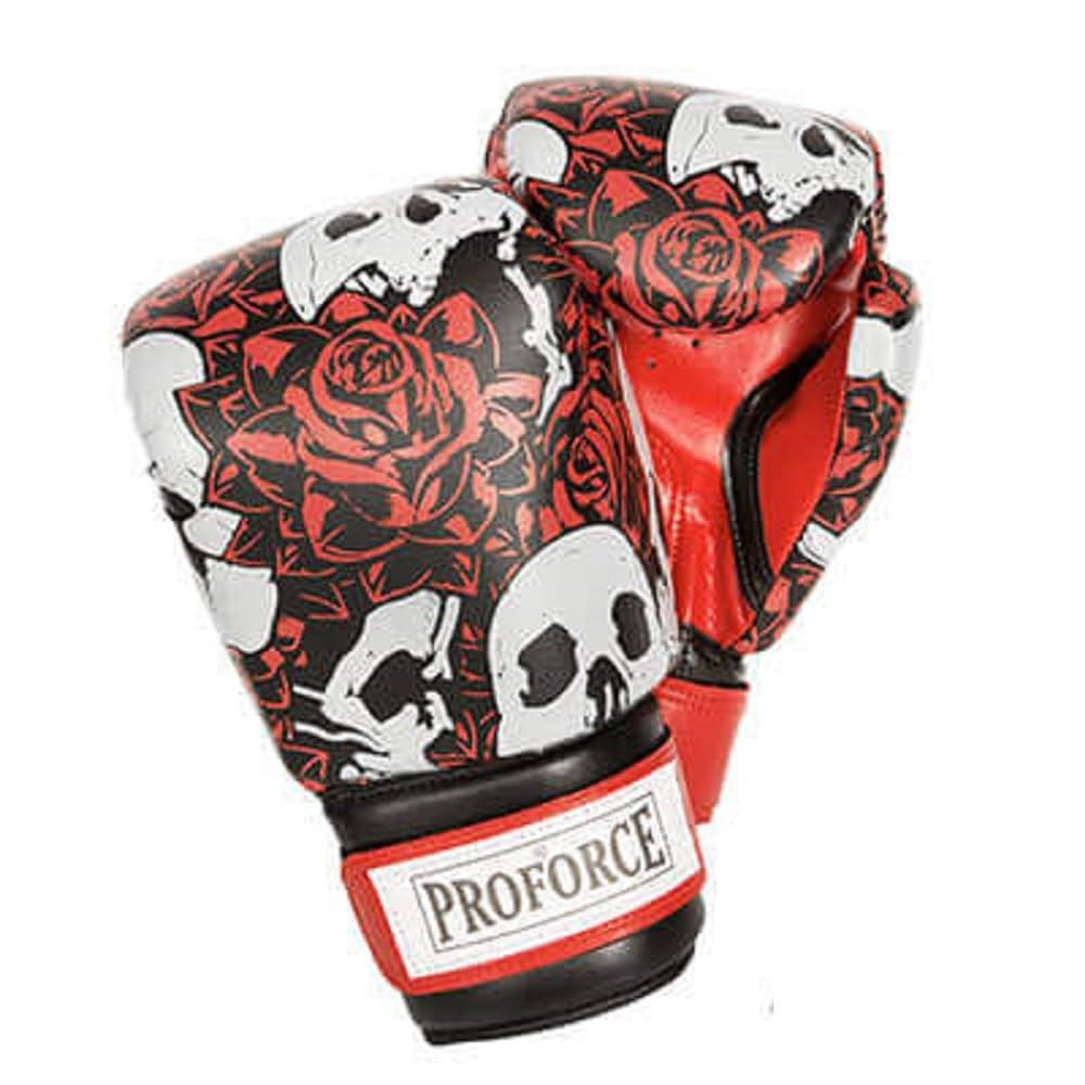 ProForce Leatherette Boxing Gloves with White Palm (Skull w/Roses, 12 oz.) | Amazon (US)