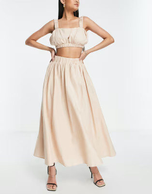 ASOS EDITION linen crop top & maxi skirt in stone - CREAM | ASOS (Global)