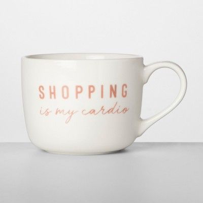 14oz Porcelain Shopping Is My Cardio Mug White/Pink - Opalhouse™ | Target