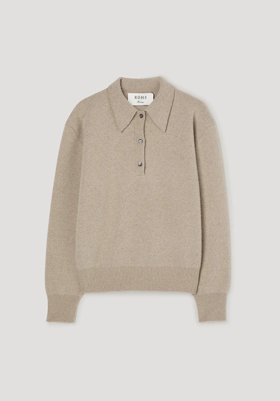 wool cashmere polo | stone melange | Rohe