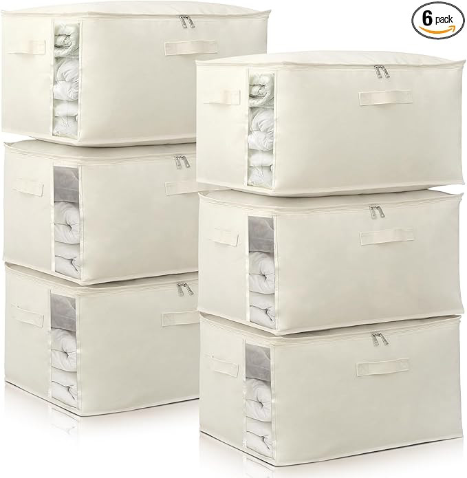 Canvas Comforters Bags Closet Organizers and Storage for Quilts Clothes Organization Containers B... | Amazon (US)