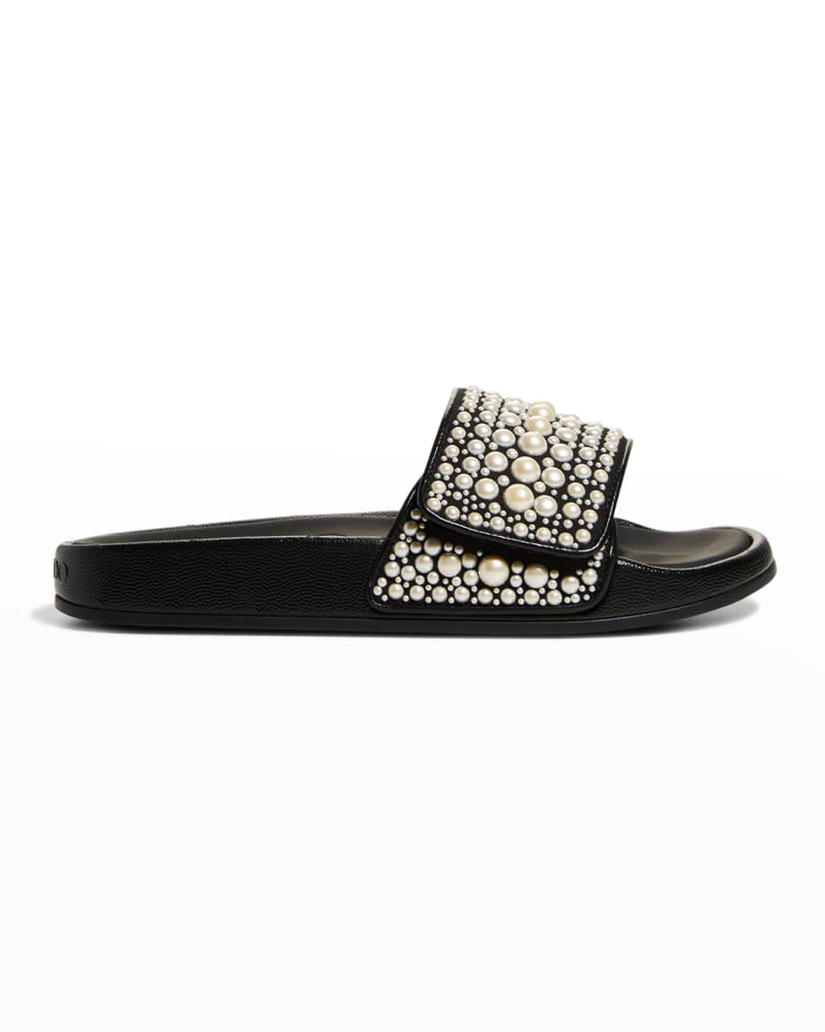 Fitz Pearly Stud Pool Sandals | Neiman Marcus