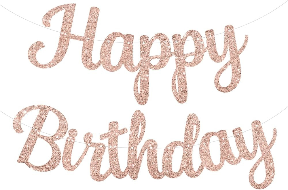 Pre-Strung Rose Gold Happy Birthday Banner NO DIY for Women Men Party Decorations | Amazon (US)