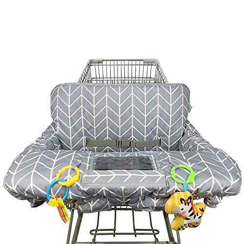 Shopping Cart Cover for Baby ICOPUCA Cotton High Chair Cover, Reversible, Machine Washable for Infant, Toddler, Boy or Girl (Grey Arrow Print) | Amazon (US)