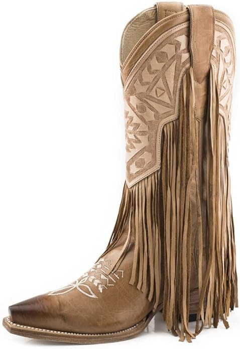 Stetson Women's Sloane Fringe Western Boot Snip Toe Brown 7 M | Amazon (US)