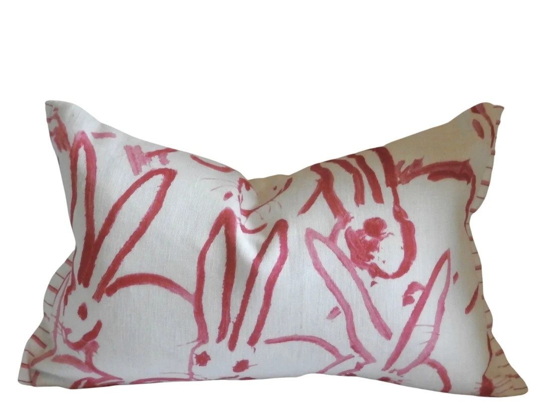 Bunny Hutch in Pink, Hunt Slonem, Lumbar pillow cover, 11X17 inches, Lee Jofa, Studio Tullia | Etsy (US)