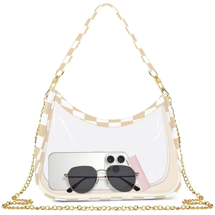Clear Bag for Stadium Events, Clear Purses for Women Stadium Crossbody, Checkered Concert Bag Sho... | Amazon (US)