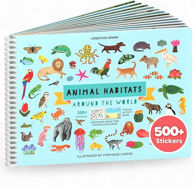 Cupkin Animal Sticker Book Activity for Kids, Toddler Airplane Travel Essentials, 500+ Habitat St... | Amazon (US)