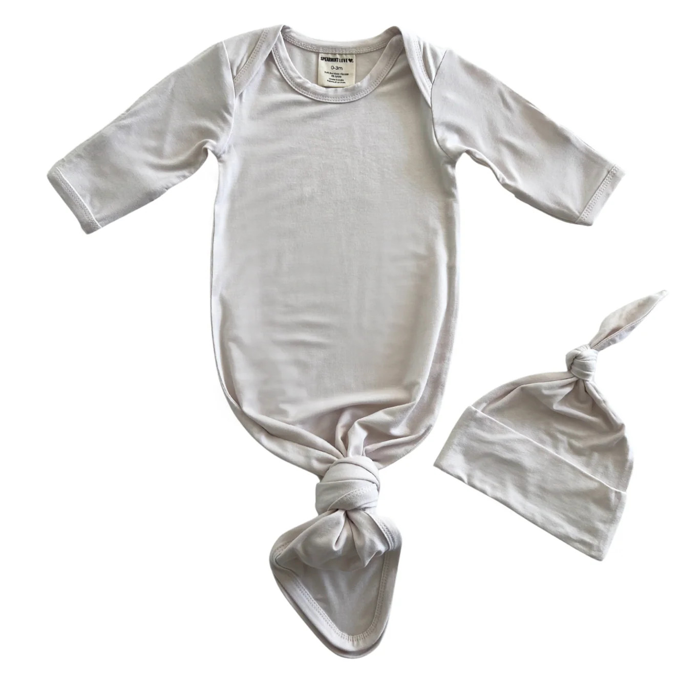 Knotted Gown & Hat Set, Natural | SpearmintLOVE