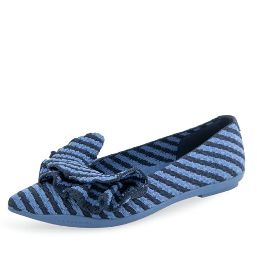 Aerosoles Women's DAMIRA Ballet Flat, Blue Jean Textured Striped Knit Fabric, 9.5 Wide | Amazon (US)