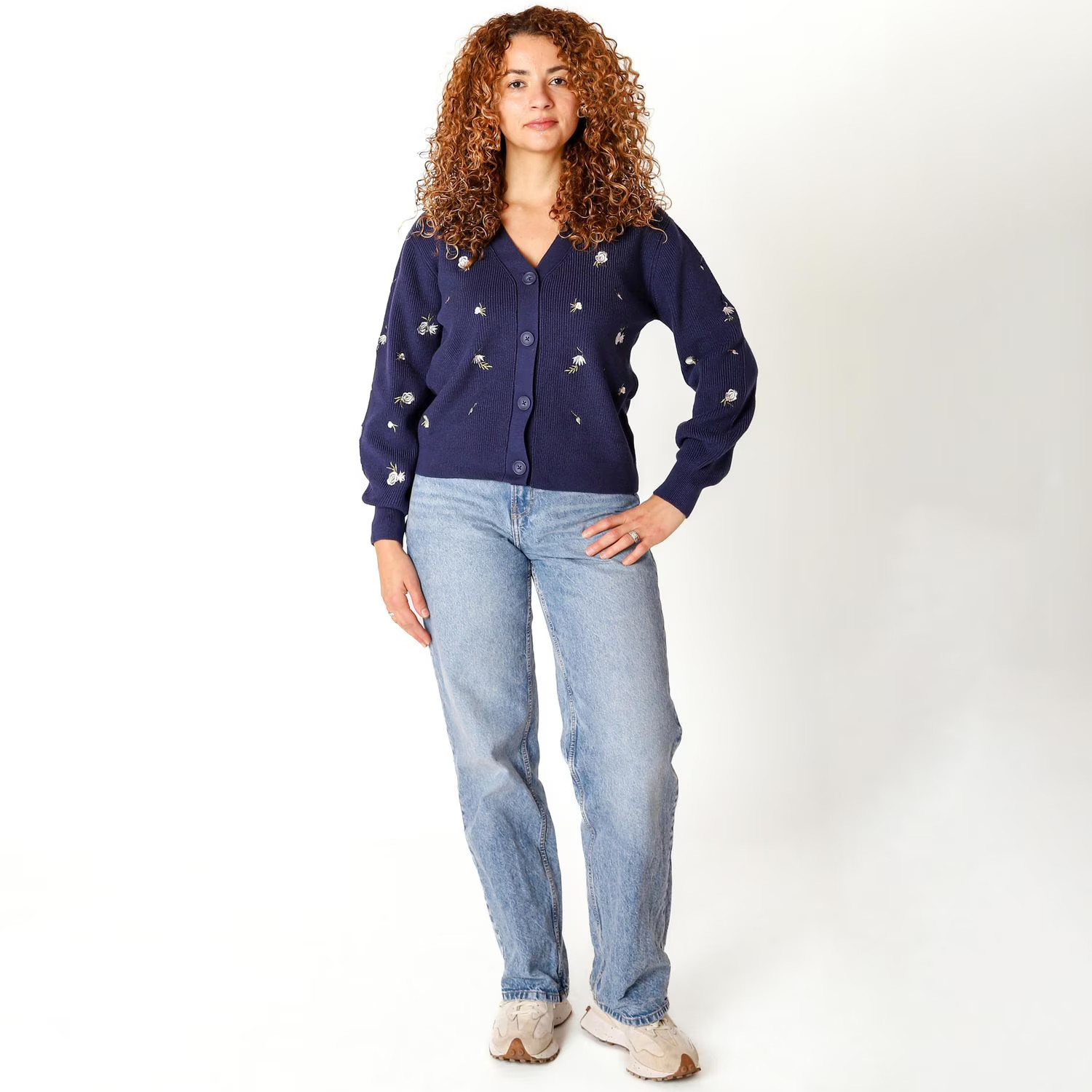 Devoted Knit Button-Up Cardigan with Floral Details, Knit Button-Up Cardigan | Walmart (CA)