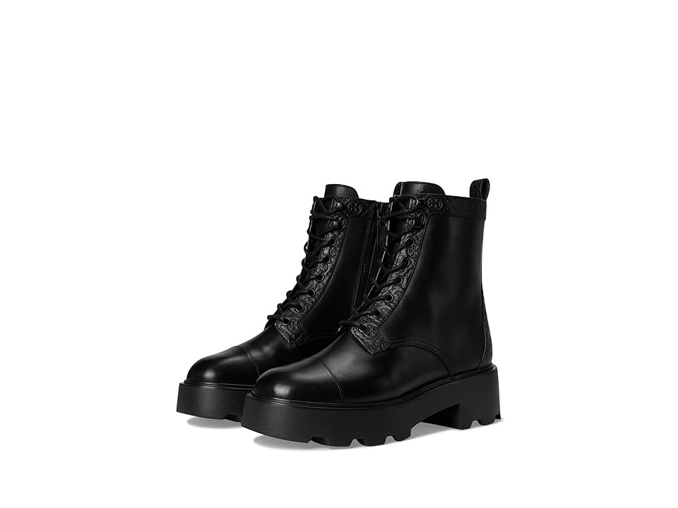Tory Burch Monogram Lug Ankle Boot 65mm Women's Boots Perfect Black : 9 M, Suede | Zappos