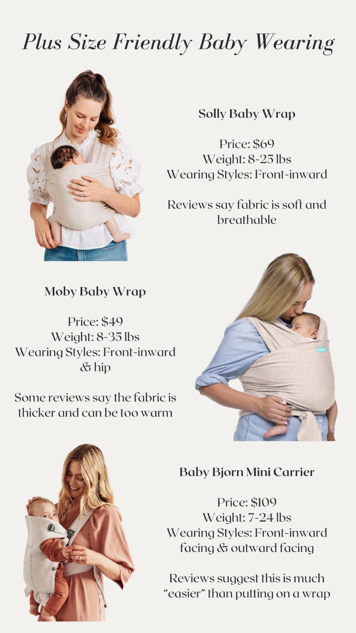 The three most recommended plus size friendly baby wraps/carriers. 



#LTKbaby #LTKplussize #LTKbump