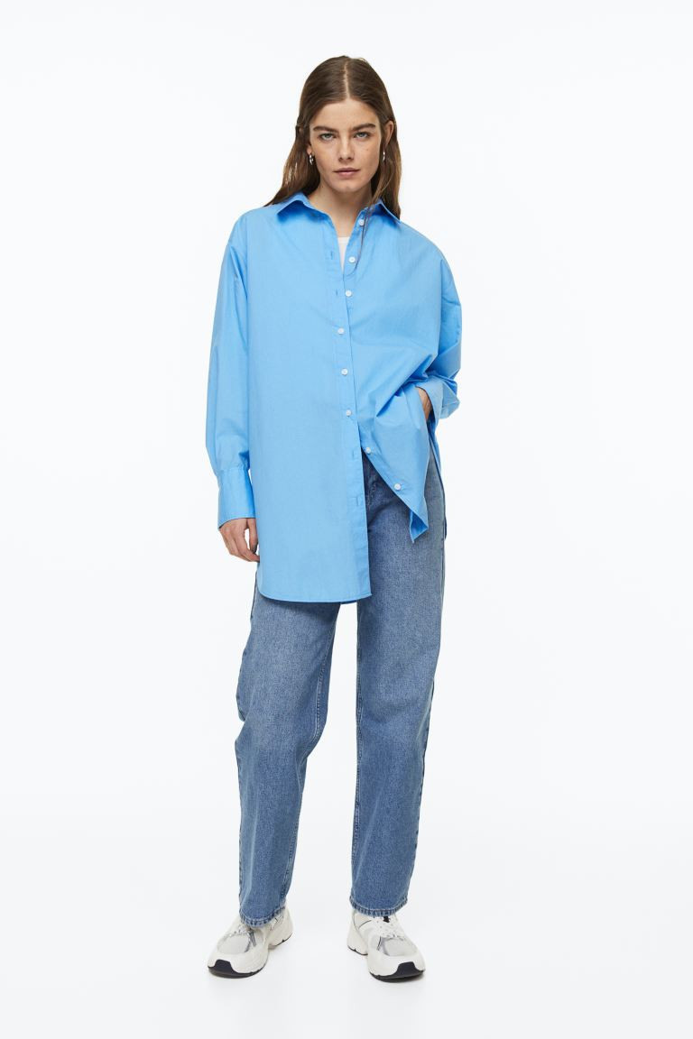 Camicia lunga in cotone - Blu - DONNA | H&M IT | H&M (FR, IT, ES, PT, BE)