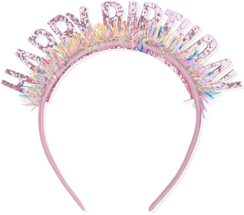 Birthday Crown Headband for Women Girls, Happy Birthday Decorations Gifts - Pink | Amazon (US)