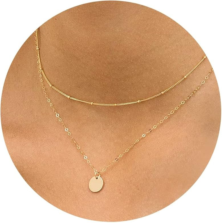 CHESKY Dainty Gold Necklace for Women, Trendy 14k Gold Plated/Sterling Silver Satellite Choker Ne... | Amazon (US)