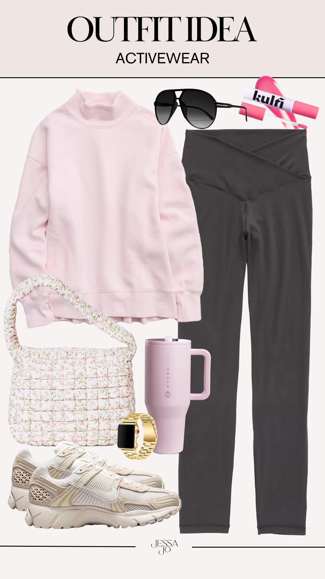Chic active outfit. Spring activewear outfit. Aerie new arrivals. Aerie mock neck sweatshirt. Aerie leggings. Hydrojug spring drop. Target puffer tote. Amazon finds. Amazon Apple Watch band. Nike zoom vomero 5. 

#LTKActive #LTKootd #LTKSeasonal