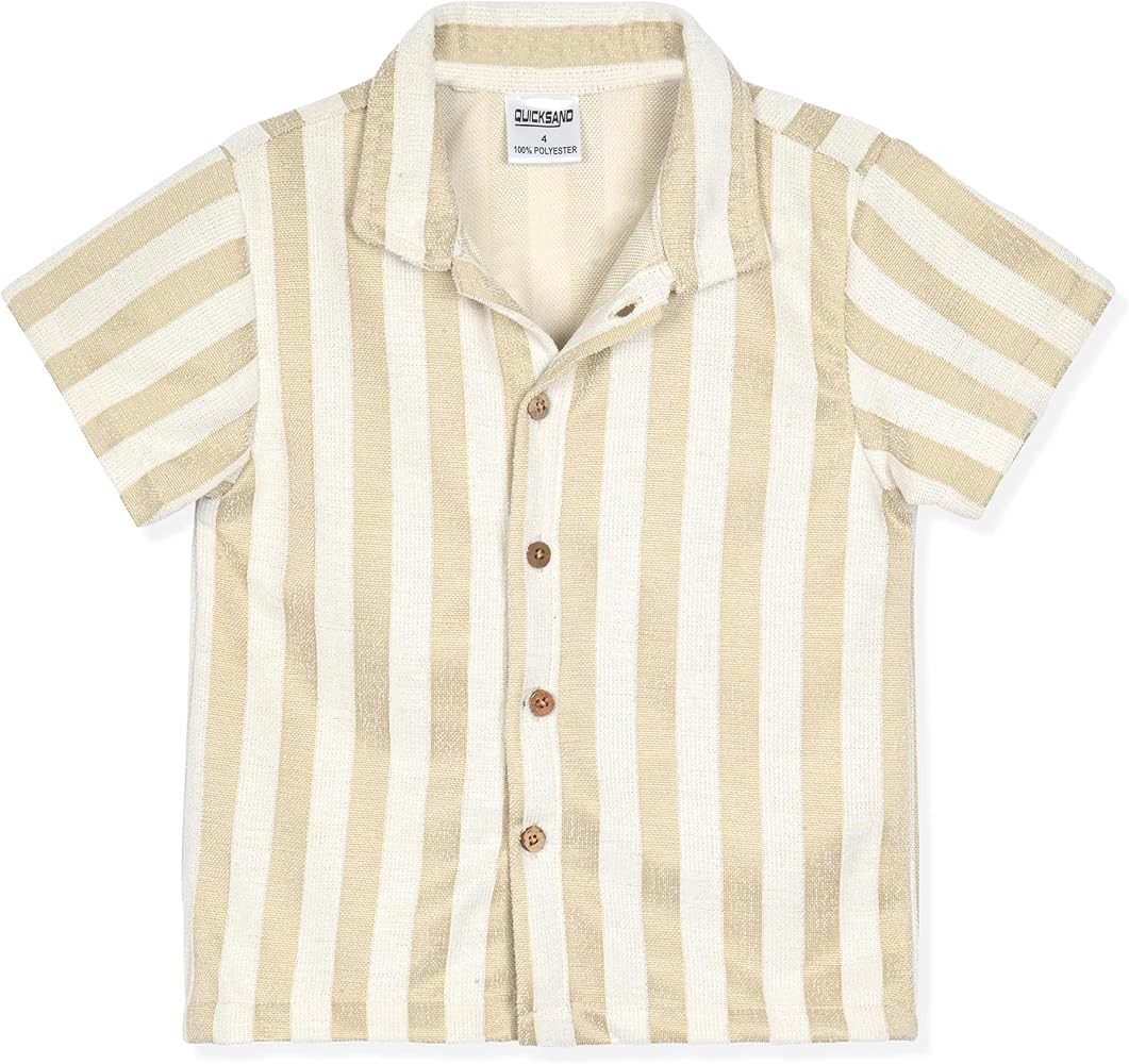 Quicksand Boys 2 Pieces Summer Beach Outfits Short Sleeve Button Down Shirts and Shorts Vacation ... | Amazon (US)