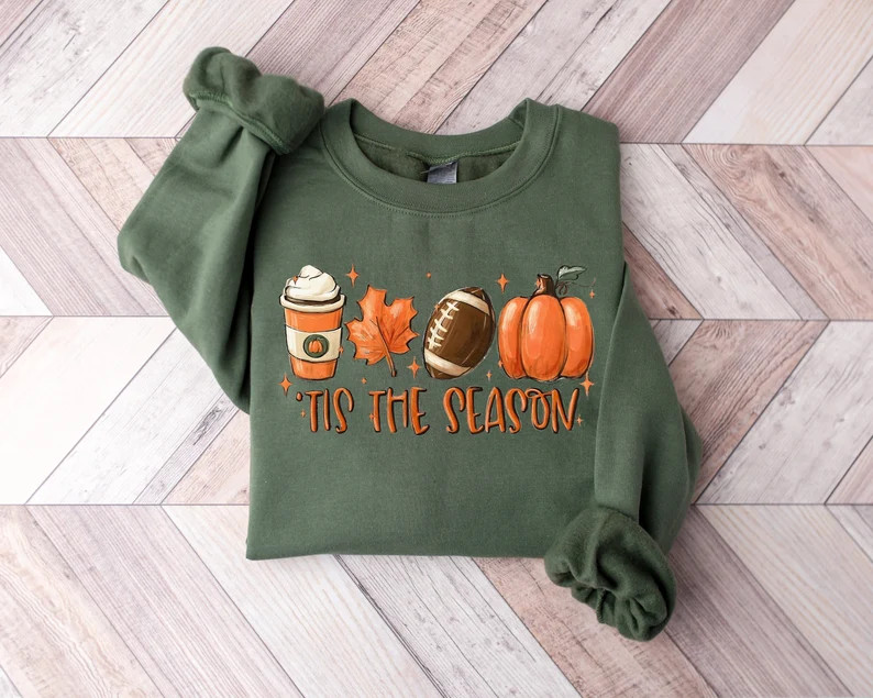 Tis' the Season Fall Sweatshirt, Fall Football Sweatshirt, Football Shirt, Halloween Sweatshirt, ... | Etsy (US)