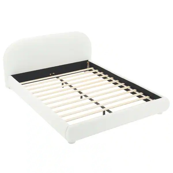 Christopher Knight Home - Dreamy Simple Modern Cream Boucle Upholstered King Bed with Curved Head... | Bed Bath & Beyond