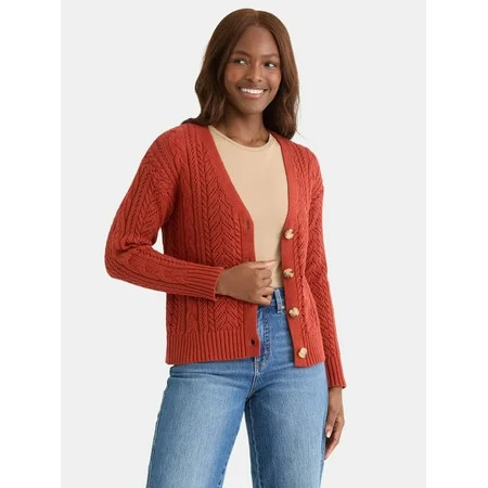 Time and Tru Women's Boyfriend Cardigan Sweater, Lightweight, Sizes XS-XXXL | Walmart (US)