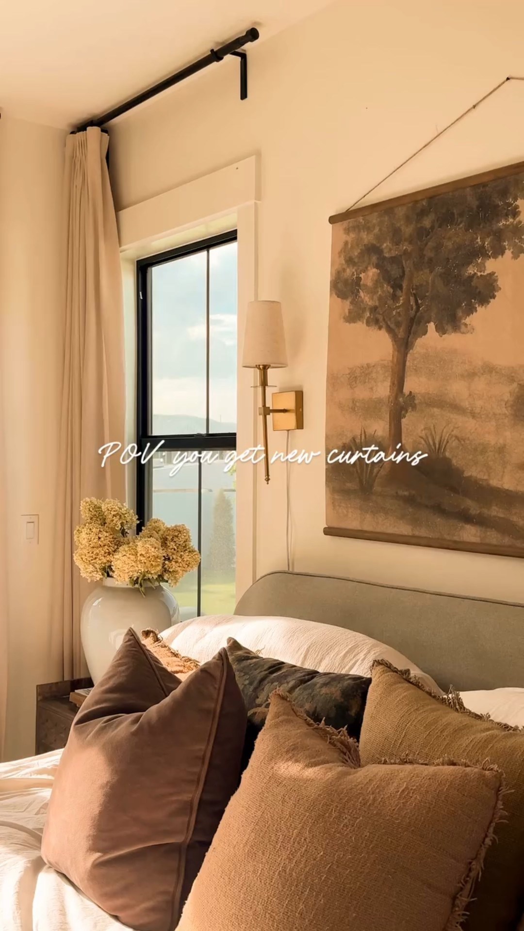 Draped in charm, framed in cozy! My new @neutralcurtains are up and have made our main bedroom magical!!! ✨

Here are the details below!! 
Collection: Kelly
Color: Greyish BeigeK1023
Pleat: Pinch Pleat
Liner: Uliner

Natural fabrics can develop some wrinkles from being compressed during shipping. For a better display effect, you can hang them up and gently iron them to smooth out the wrinkles.

They come in custom sizes and delivery is fast! The team has been magical to work with! Check the link to get your own!

#LTKU #LTKHome #LTKFindsUnder100