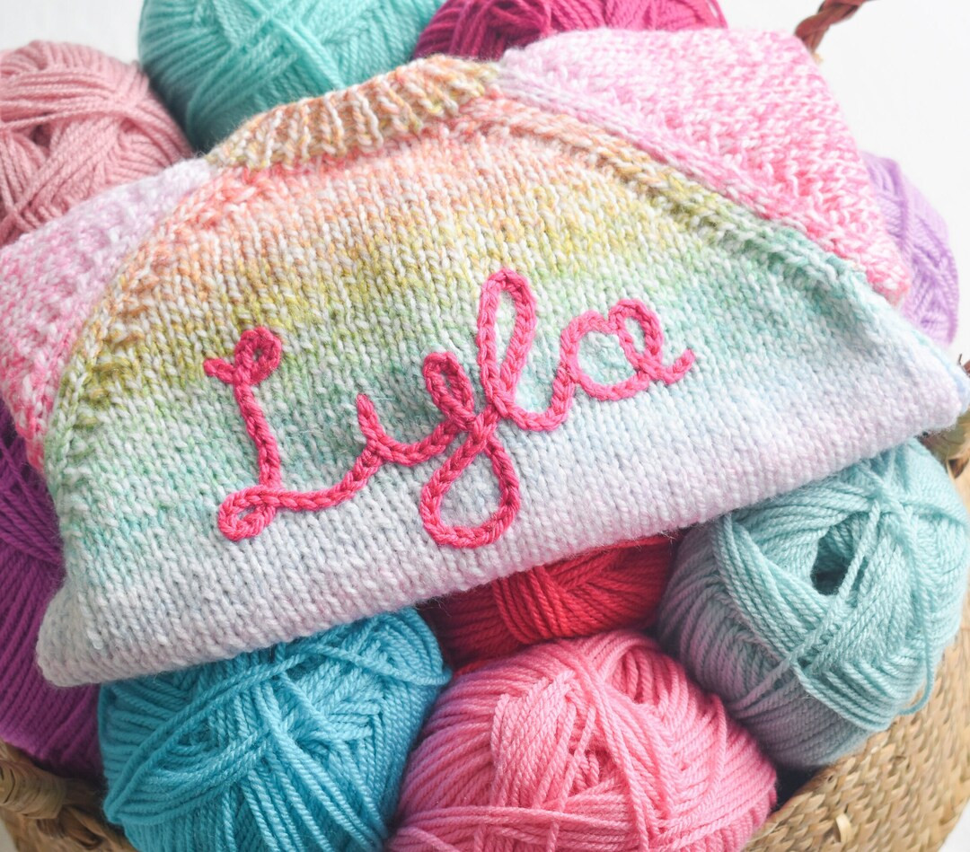 3-6 Months Personalised Hand Knitted Rainbow Cardigan Hand - Etsy UK | Etsy (UK)