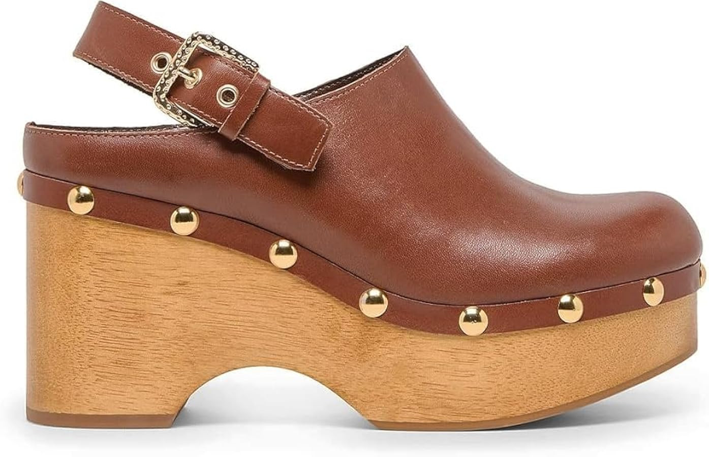 MAVMAX Heeled Clogs for Women Studded Platform Clogs with Back Strap Retro Closed Toe Wedge Heel ... | Amazon (US)