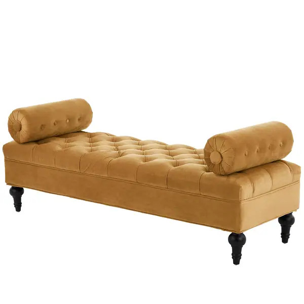 Modern Bedroom Bench Yellow End of Bed Bench with 2 Detachable Pillows, Upholstered Footstool Ind... | Bed Bath & Beyond